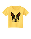 Cute Boston Terrier Dog Face Toddler T-Shirt-Toddler T-Shirt-TooLoud-Yellow-2T-Davson Sales