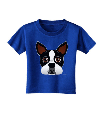 Cute Boston Terrier Dog Face Toddler T-Shirt Dark-Toddler T-Shirt-TooLoud-Red-2T-Davson Sales