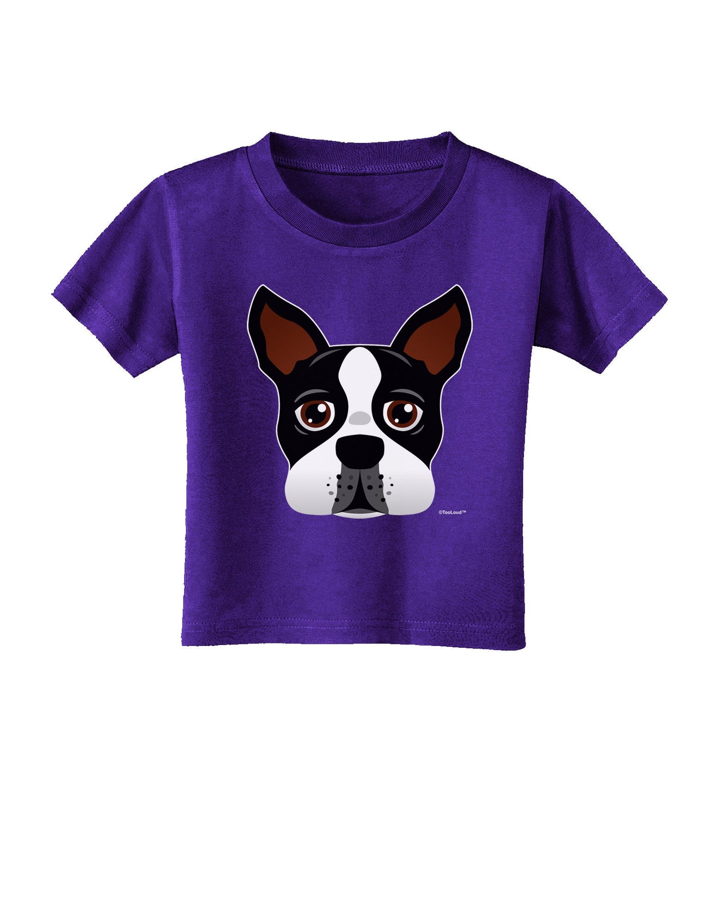 Cute Boston Terrier Dog Face Toddler T-Shirt Dark-Toddler T-Shirt-TooLoud-Purple-2T-Davson Sales