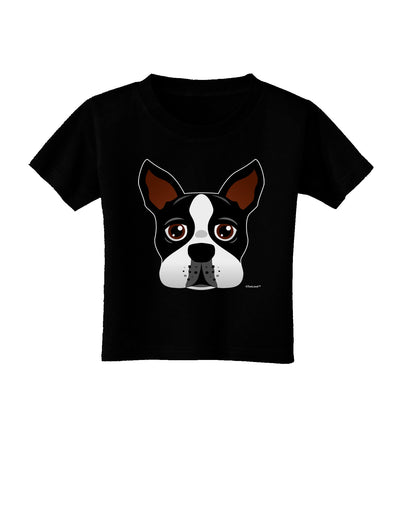 Cute Boston Terrier Dog Face Toddler T-Shirt Dark-Toddler T-Shirt-TooLoud-Black-2T-Davson Sales