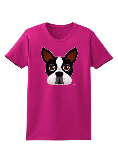 Cute Boston Terrier Dog Face Womens Dark T-Shirt-TooLoud-Hot-Pink-Small-Davson Sales