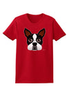 Cute Boston Terrier Dog Face Womens Dark T-Shirt-TooLoud-Red-X-Small-Davson Sales