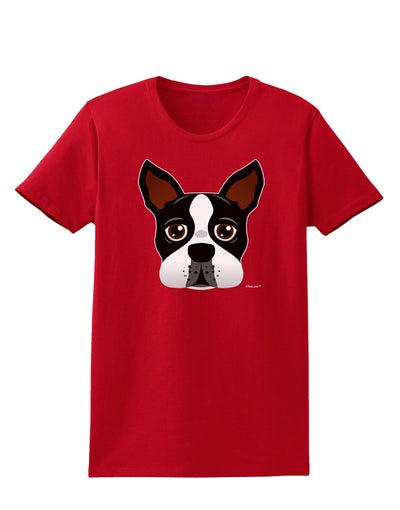 Cute Boston Terrier Dog Face Womens Dark T-Shirt-TooLoud-Red-X-Small-Davson Sales