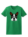 Cute Boston Terrier Dog Face Womens Dark T-Shirt-TooLoud-Kelly-Green-X-Small-Davson Sales