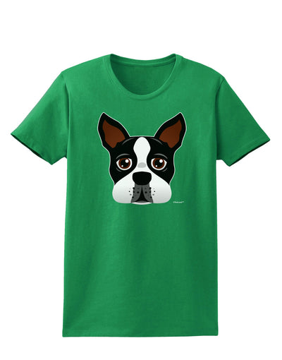 Cute Boston Terrier Dog Face Womens Dark T-Shirt-TooLoud-Kelly-Green-X-Small-Davson Sales