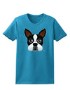 Cute Boston Terrier Dog Face Womens Dark T-Shirt-TooLoud-Turquoise-X-Small-Davson Sales