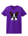 Cute Boston Terrier Dog Face Womens Dark T-Shirt-TooLoud-Purple-X-Small-Davson Sales