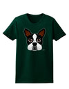 Cute Boston Terrier Dog Face Womens Dark T-Shirt-TooLoud-Forest-Green-Small-Davson Sales