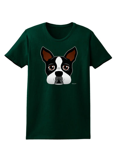 Cute Boston Terrier Dog Face Womens Dark T-Shirt-TooLoud-Forest-Green-Small-Davson Sales