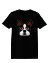 Cute Boston Terrier Dog Face Womens Dark T-Shirt-TooLoud-Black-X-Small-Davson Sales