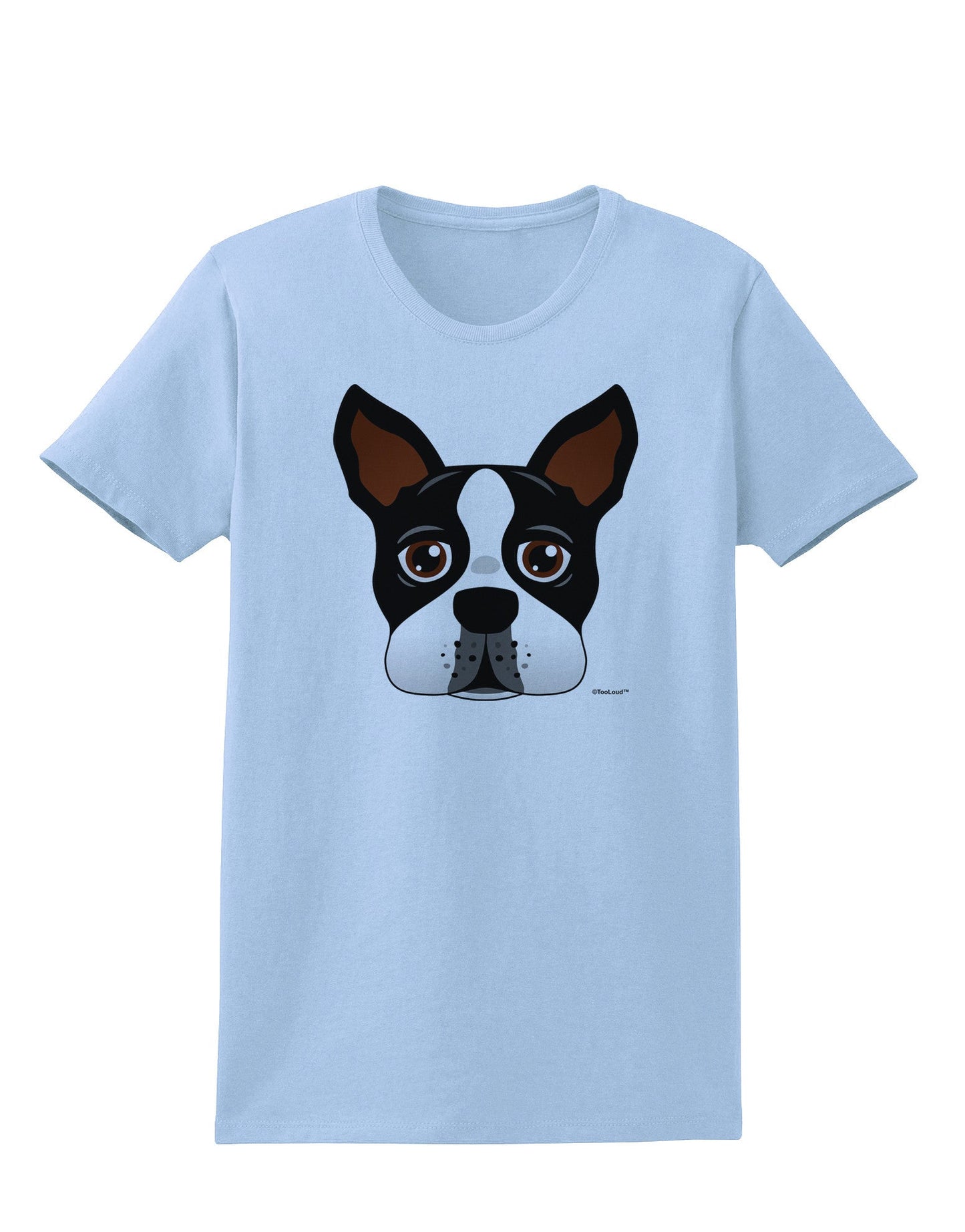 Cute Boston Terrier Dog Face Womens T-Shirt-Womens T-Shirt-TooLoud-Light-Blue-X-Small-Davson Sales