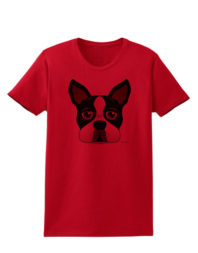 Cute Boston Terrier Dog Face Womens T-Shirt-Womens T-Shirt-TooLoud-Red-X-Small-Davson Sales