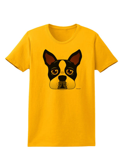 Cute Boston Terrier Dog Face Womens T-Shirt-Womens T-Shirt-TooLoud-Gold-X-Small-Davson Sales