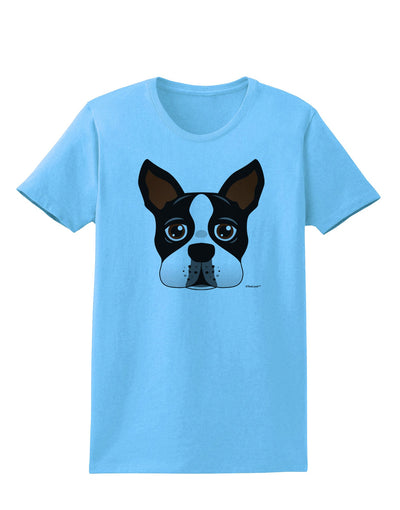 Cute Boston Terrier Dog Face Womens T-Shirt-Womens T-Shirt-TooLoud-Aquatic-Blue-X-Small-Davson Sales