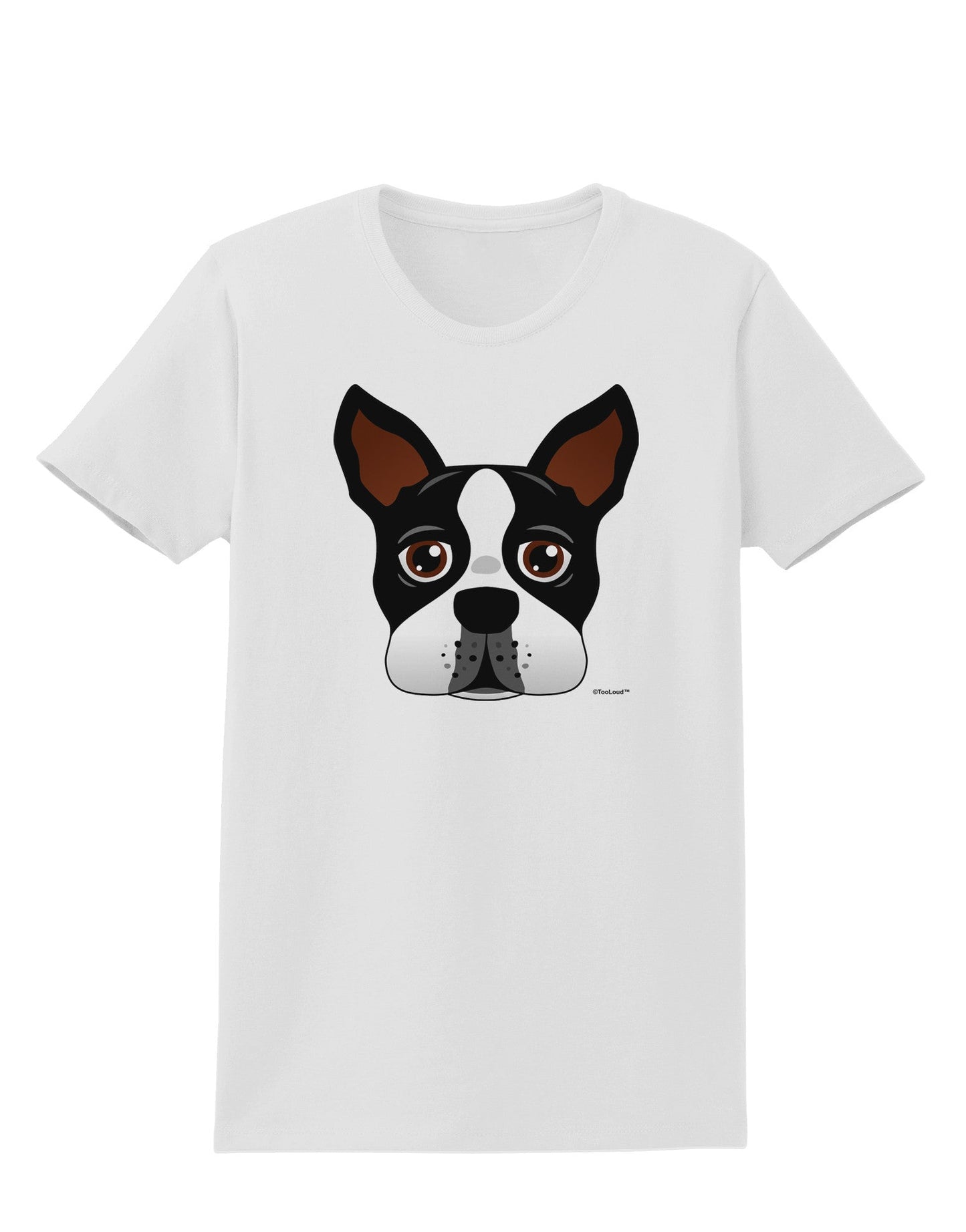 Cute Boston Terrier Dog Face Womens T-Shirt-Womens T-Shirt-TooLoud-White-X-Small-Davson Sales