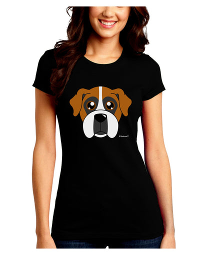 Cute Boxer Dog Juniors Crew Dark T-Shirt-T-Shirts Juniors Tops-TooLoud-Black-Juniors Fitted Small-Davson Sales