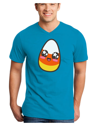 Cute Boy Child Candy Corn Family Halloween Adult Dark V-Neck T-Shirt-TooLoud-Turquoise-Small-Davson Sales