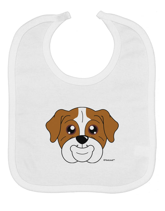 Cute Bulldog - Red Baby Bib by TooLoud