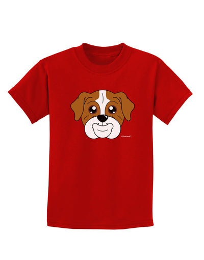 Cute Bulldog - Red Childrens Dark T-Shirt by TooLoud-Childrens T-Shirt-TooLoud-Red-X-Small-Davson Sales