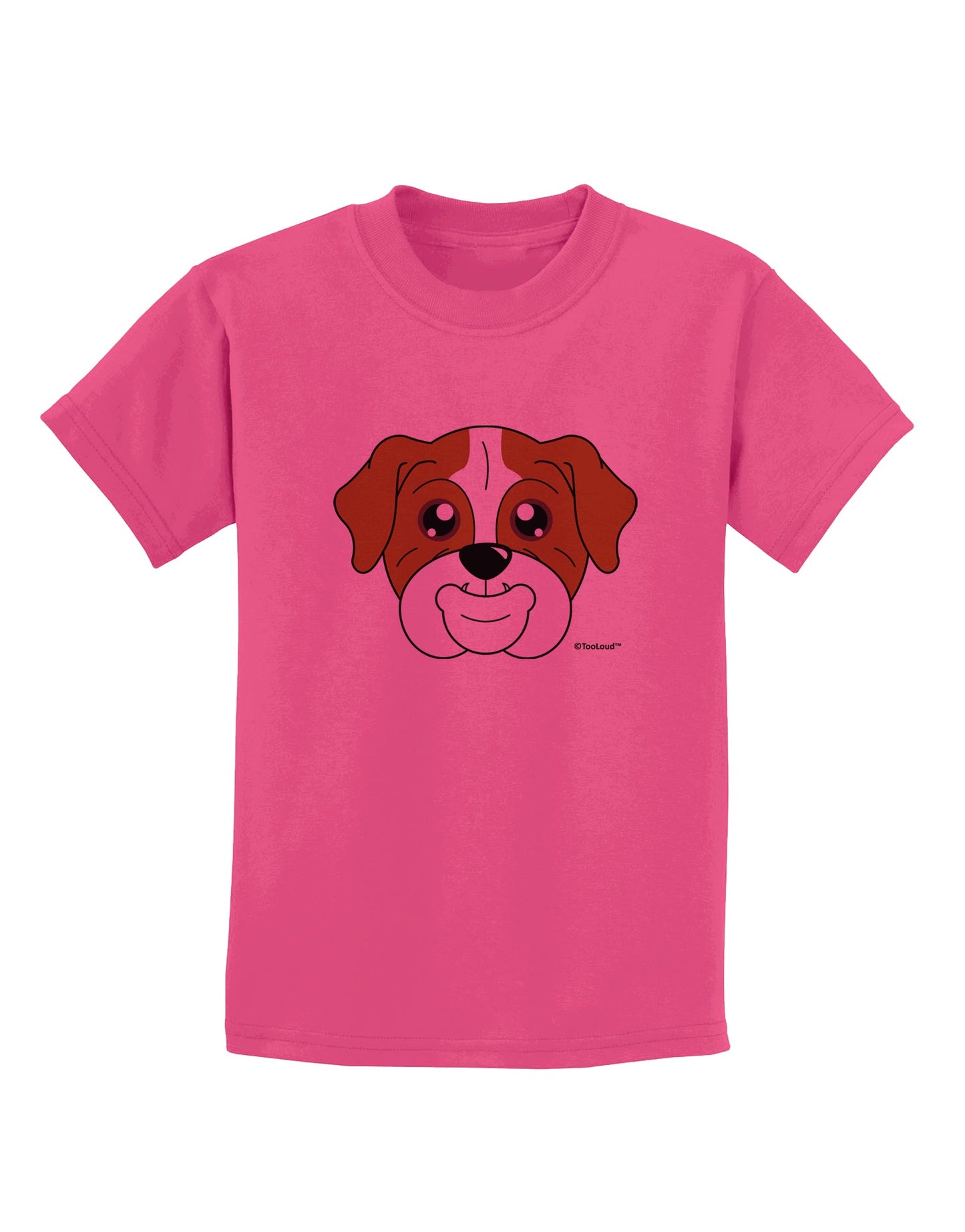 Cute Bulldog - Red Childrens T-Shirt by TooLoud-Childrens T-Shirt-TooLoud-Sangria-X-Small-Davson Sales