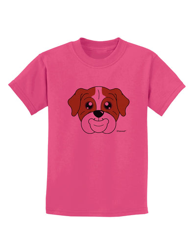 Cute Bulldog - Red Childrens T-Shirt by TooLoud-Childrens T-Shirt-TooLoud-Sangria-X-Small-Davson Sales