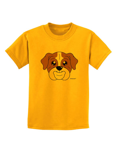 Cute Bulldog - Red Childrens T-Shirt by TooLoud-Childrens T-Shirt-TooLoud-Gold-X-Small-Davson Sales