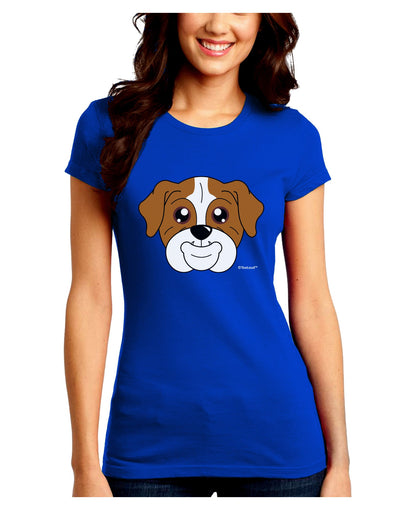 Cute Bulldog - Red Juniors Crew Dark T-Shirt by TooLoud-T-Shirts Juniors Tops-TooLoud-Royal-Blue-Juniors Fitted Small-Davson Sales