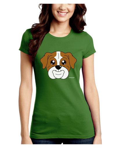 Cute Bulldog - Red Juniors Crew Dark T-Shirt by TooLoud-T-Shirts Juniors Tops-TooLoud-Kiwi-Green-Juniors Fitted X-Small-Davson Sales