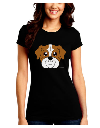 Cute Bulldog - Red Juniors Crew Dark T-Shirt by TooLoud-T-Shirts Juniors Tops-TooLoud-Black-Juniors Fitted Small-Davson Sales