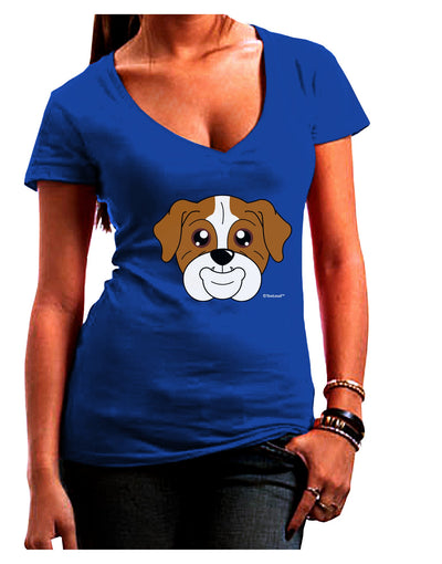 Cute Bulldog - Red Juniors V-Neck Dark T-Shirt by TooLoud-Womens V-Neck T-Shirts-TooLoud-Royal-Blue-Juniors Fitted Small-Davson Sales