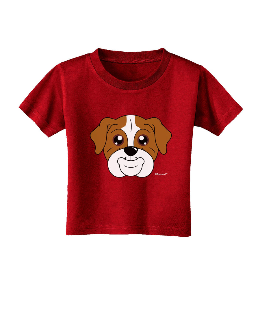 Cute Bulldog - Red Toddler T-Shirt Dark by TooLoud-Toddler T-Shirt-TooLoud-Black-2T-Davson Sales