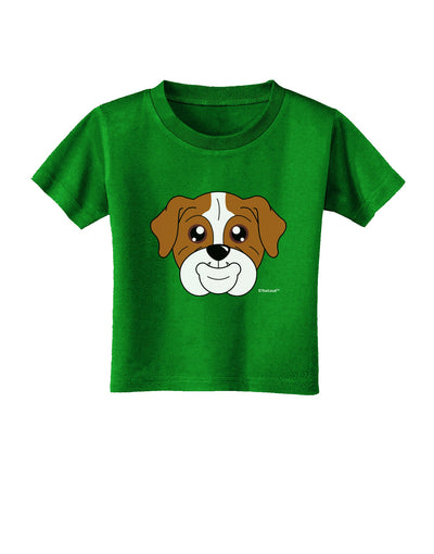 Cute Bulldog - Red Toddler T-Shirt Dark by TooLoud-Toddler T-Shirt-TooLoud-Clover-Green-2T-Davson Sales