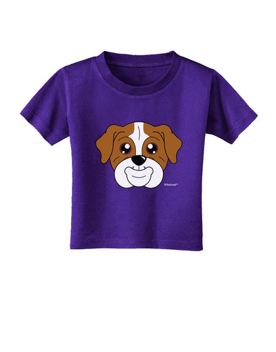 Cute Bulldog - Red Toddler T-Shirt Dark by TooLoud-Toddler T-Shirt-TooLoud-Purple-2T-Davson Sales