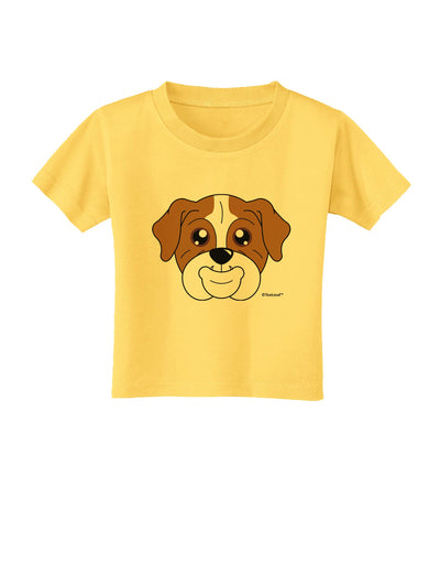 Cute Bulldog - Red Toddler T-Shirt by TooLoud-Toddler T-Shirt-TooLoud-Yellow-2T-Davson Sales