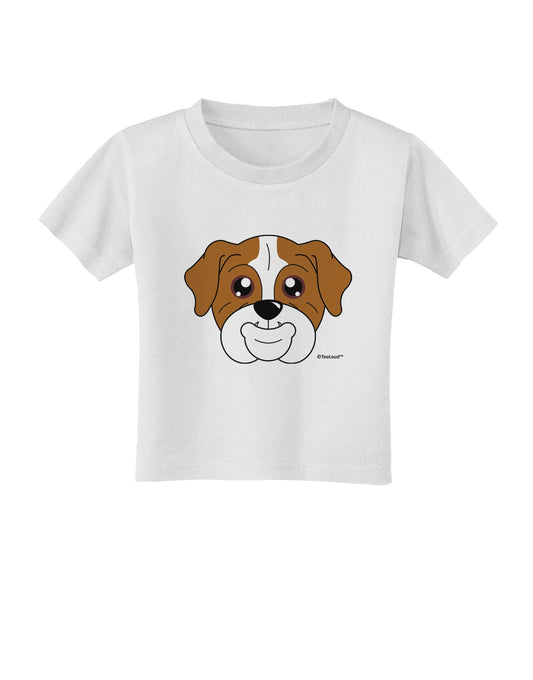Cute Bulldog - Red Toddler T-Shirt by TooLoud-Toddler T-Shirt-TooLoud-White-2T-Davson Sales