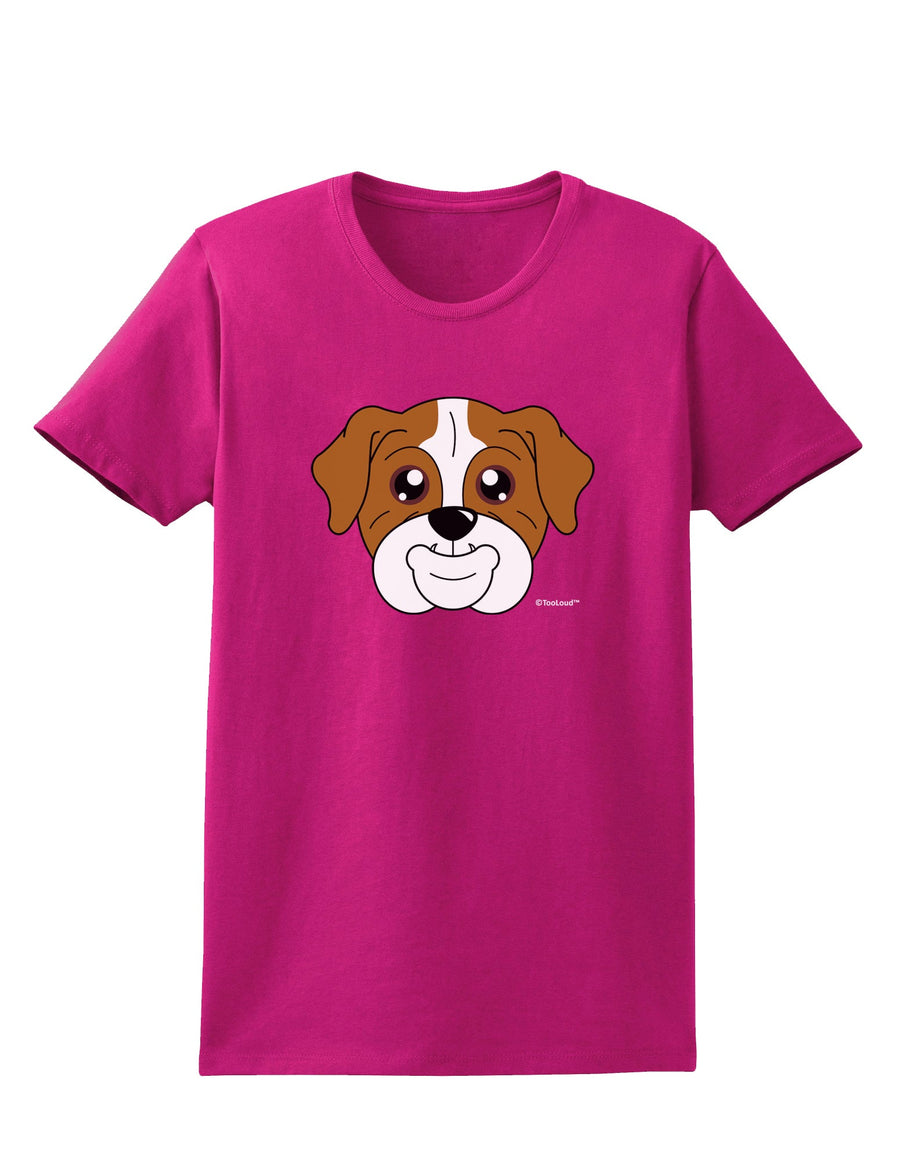 Cute Bulldog - Red Womens Dark T-Shirt by TooLoud-Womens T-Shirt-TooLoud-Black-X-Small-Davson Sales