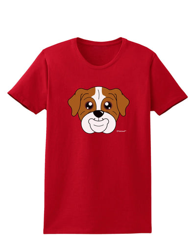 Cute Bulldog - Red Womens Dark T-Shirt by TooLoud-Womens T-Shirt-TooLoud-Red-X-Small-Davson Sales