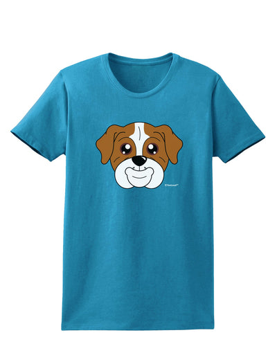 Cute Bulldog - Red Womens Dark T-Shirt by TooLoud-Womens T-Shirt-TooLoud-Turquoise-X-Small-Davson Sales