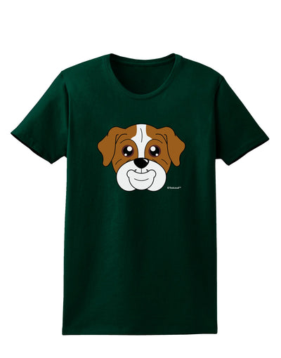 Cute Bulldog - Red Womens Dark T-Shirt by TooLoud-Womens T-Shirt-TooLoud-Forest-Green-Small-Davson Sales