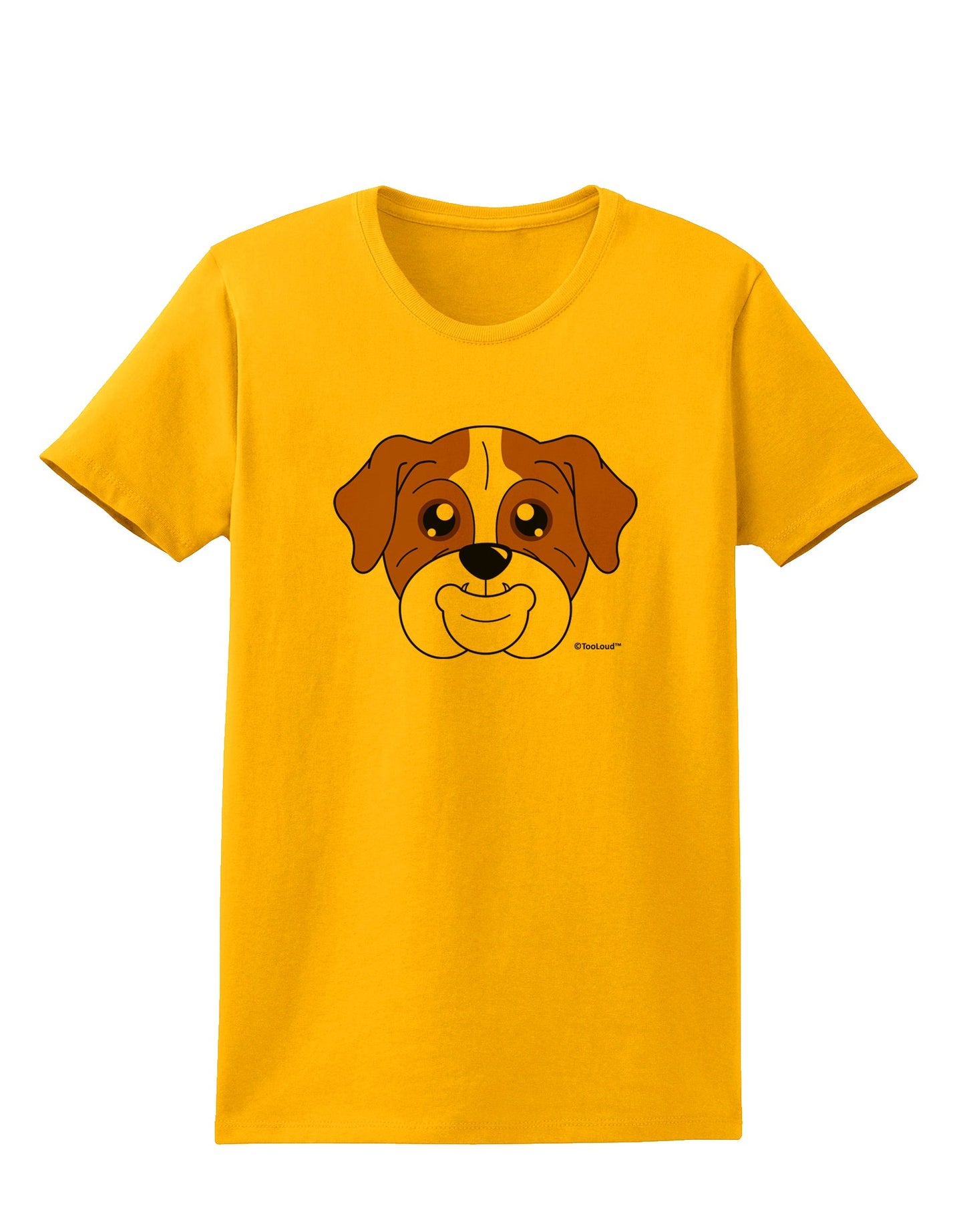 Cute Bulldog - Red Womens T-Shirt by TooLoud-Womens T-Shirt-TooLoud-Gold-X-Small-Davson Sales