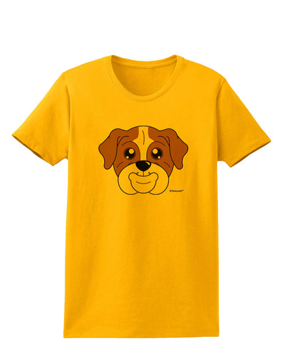 Cute Bulldog - Red Womens T-Shirt by TooLoud-Womens T-Shirt-TooLoud-Gold-X-Small-Davson Sales