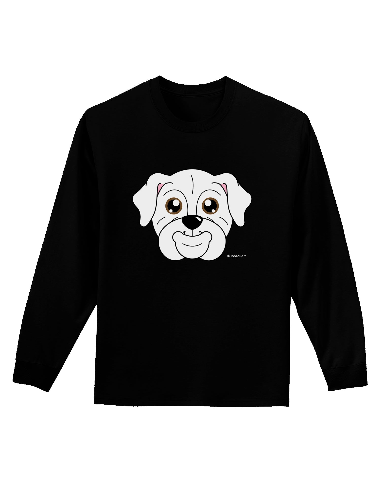 Cute Bulldog - White Adult Long Sleeve Dark T-Shirt by TooLoud-TooLoud-Black-Small-Davson Sales
