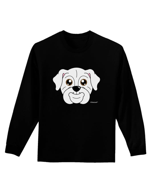 Cute Bulldog - White Adult Long Sleeve Dark T-Shirt by TooLoud-TooLoud-Black-Small-Davson Sales