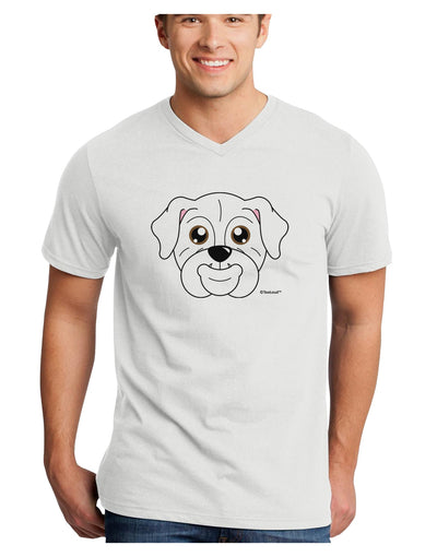 Cute Bulldog - White Adult V-Neck T-shirt by TooLoud-Mens V-Neck T-Shirt-TooLoud-White-Small-Davson Sales