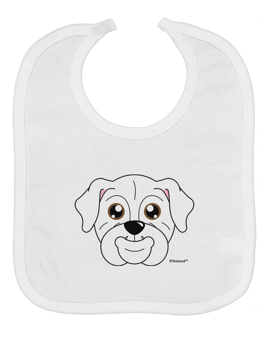 Cute Bulldog - White Baby Bib by TooLoud