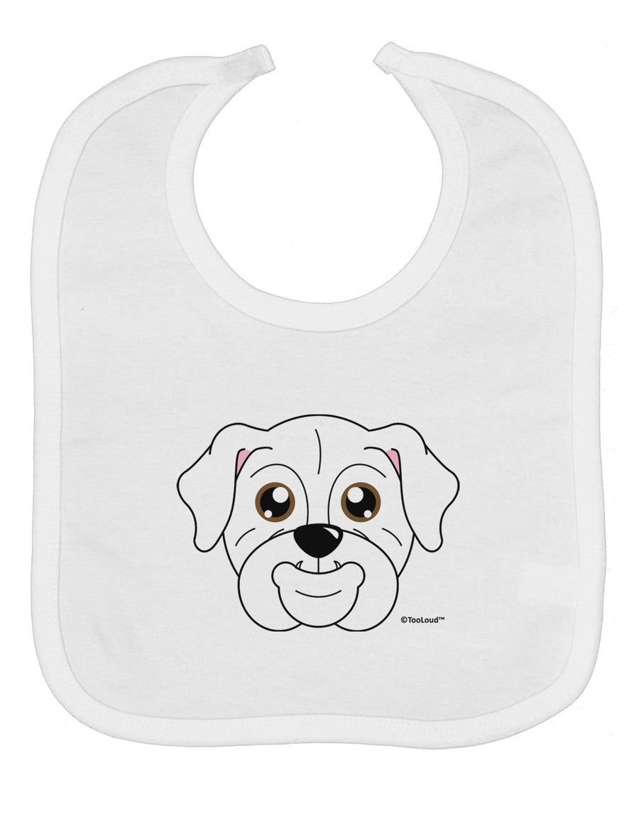 Cute Bulldog - White Baby Bib by TooLoud