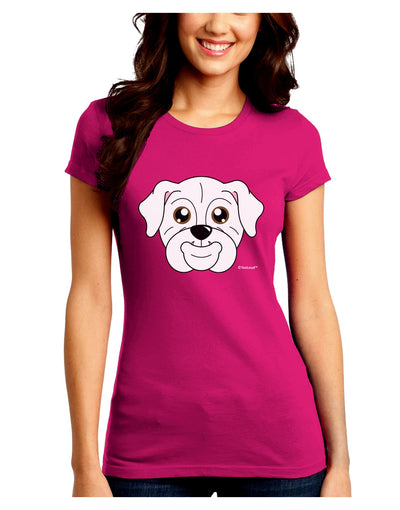 Cute Bulldog - White Juniors Crew Dark T-Shirt by TooLoud-T-Shirts Juniors Tops-TooLoud-Hot-Pink-Juniors Fitted Small-Davson Sales