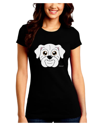 Cute Bulldog - White Juniors Crew Dark T-Shirt by TooLoud-T-Shirts Juniors Tops-TooLoud-Black-Juniors Fitted Small-Davson Sales