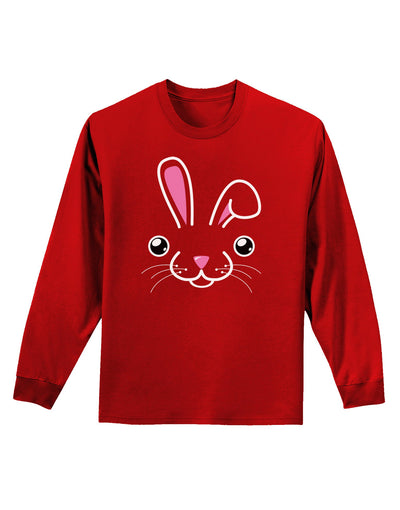 Cute Bunny Face Adult Long Sleeve Dark T-Shirt-TooLoud-Red-Small-Davson Sales