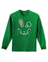 Cute Bunny Face Adult Long Sleeve Dark T-Shirt-TooLoud-Kelly-Green-Small-Davson Sales